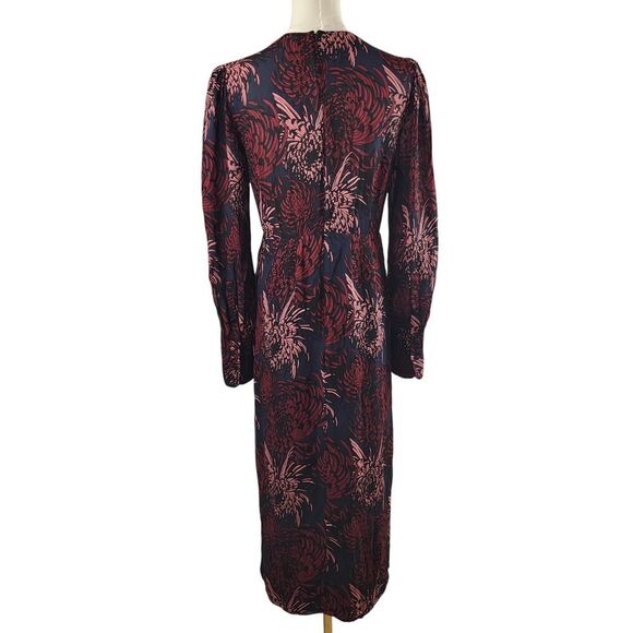 A.L.C. Size 4 RTR Bailey 100% Silk Midi Dress V-Neck Front Slit Floral Print - Picture 5 of 15